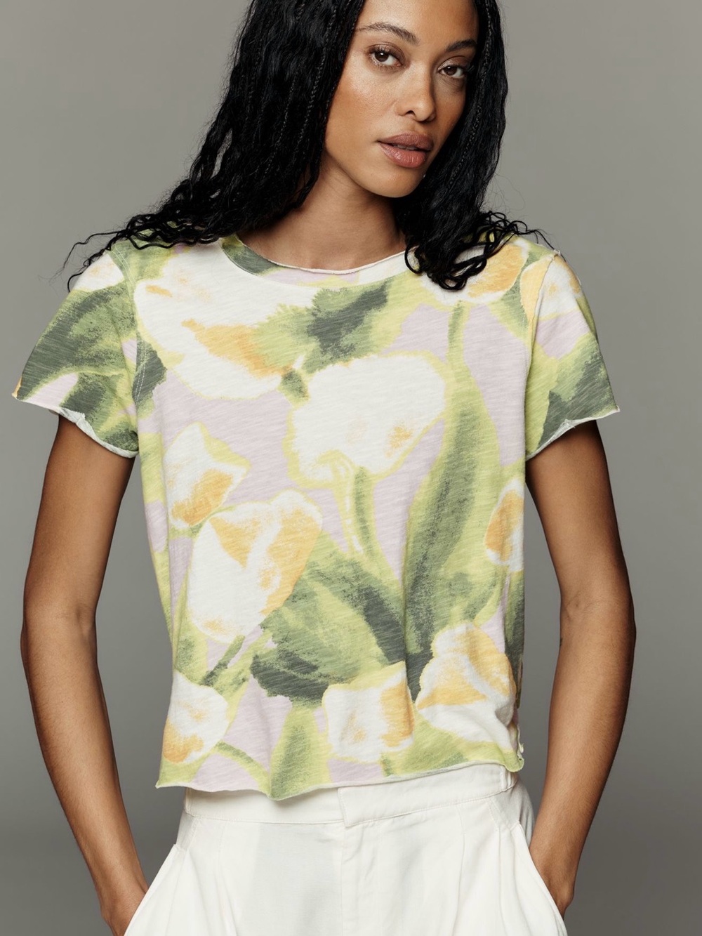 NWT Anthro Maeve Caitlin Boxy Cotton T-Shirt rose Size S